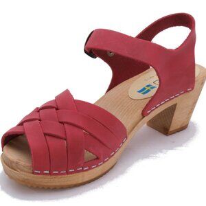 Red heel leather Sandals- Moheda Swedish clogs size 41
